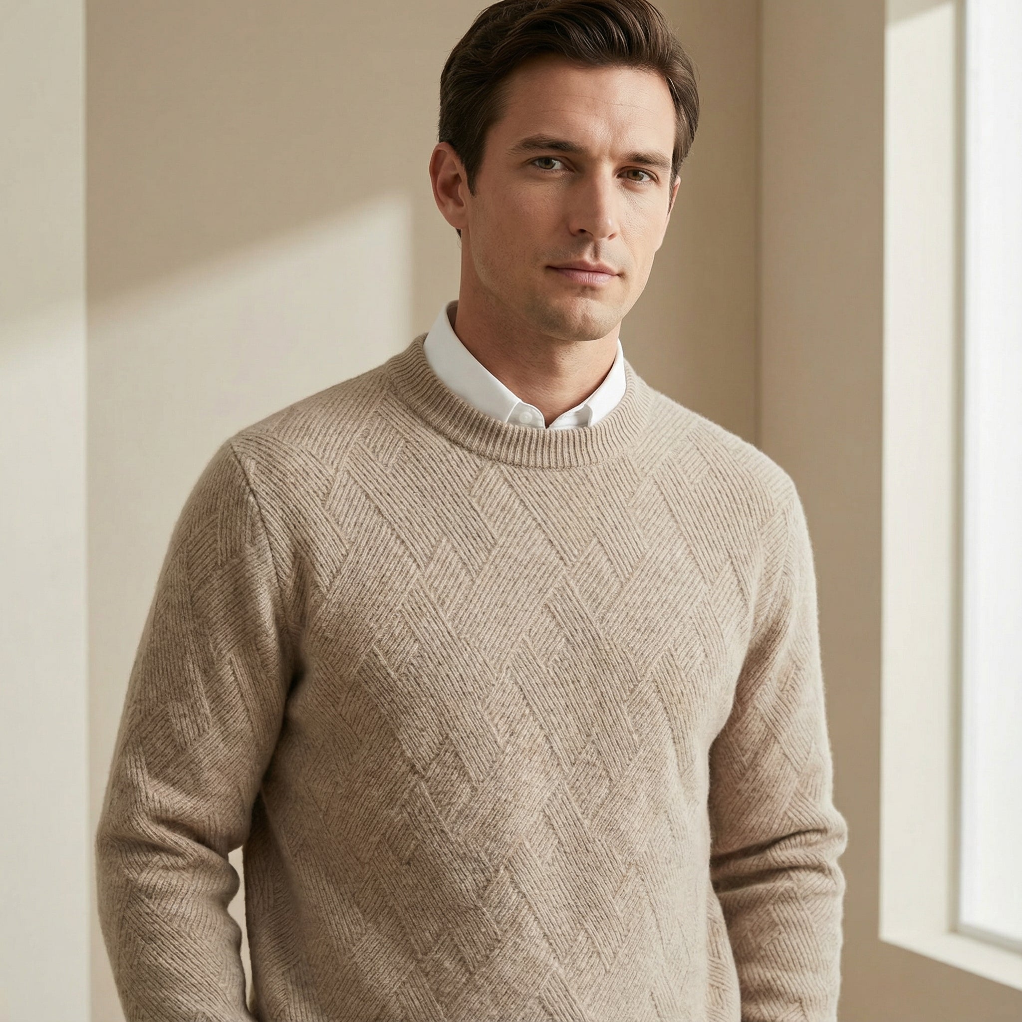 Cashmere Jacquard Crew Sweater