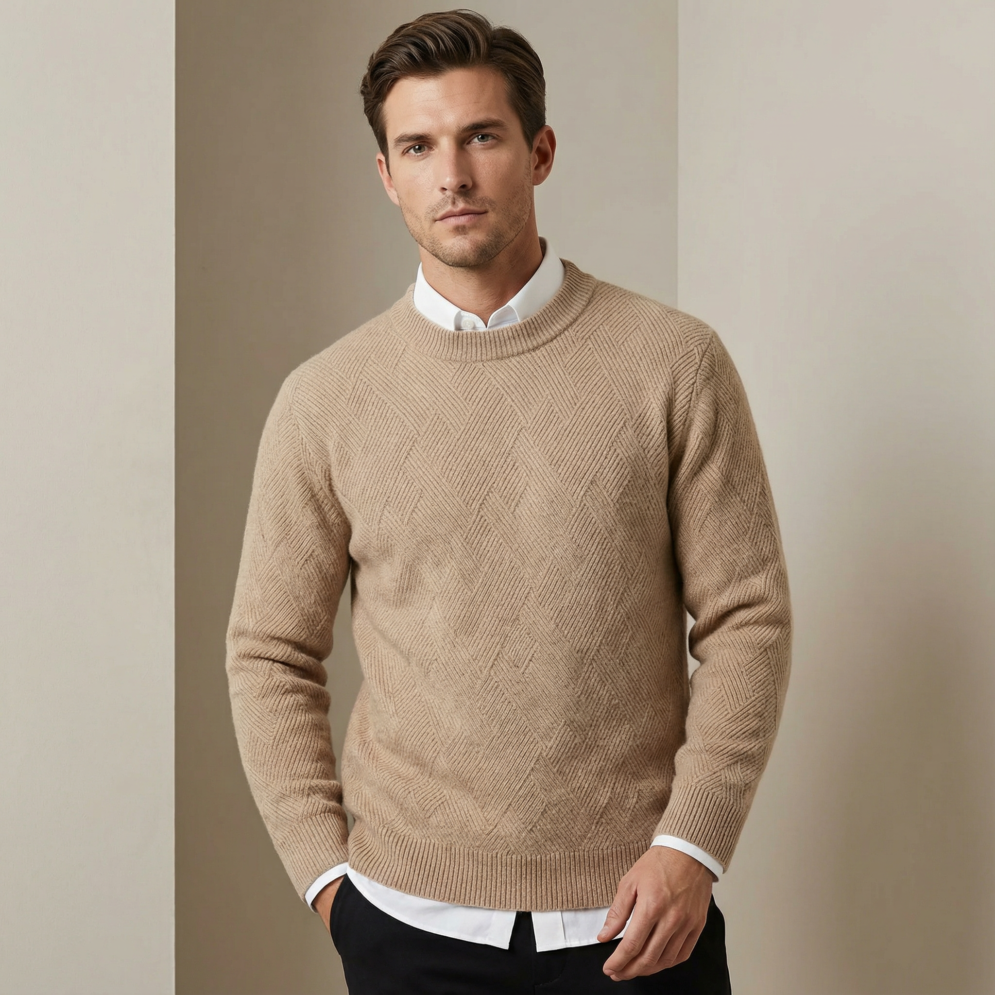 Cashmere Jacquard Crew Sweater