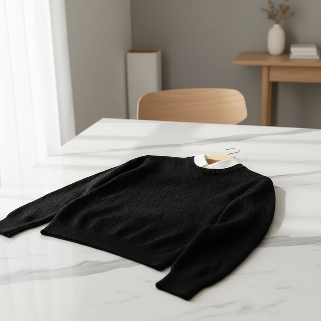 Cashmere Jacquard Crew Sweater